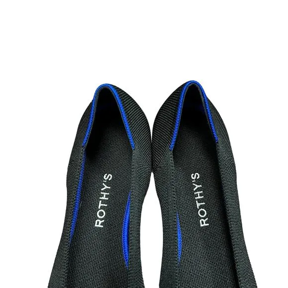 Rothy’s The Point Black Solid Flat Slip On Shoes Size 7.5