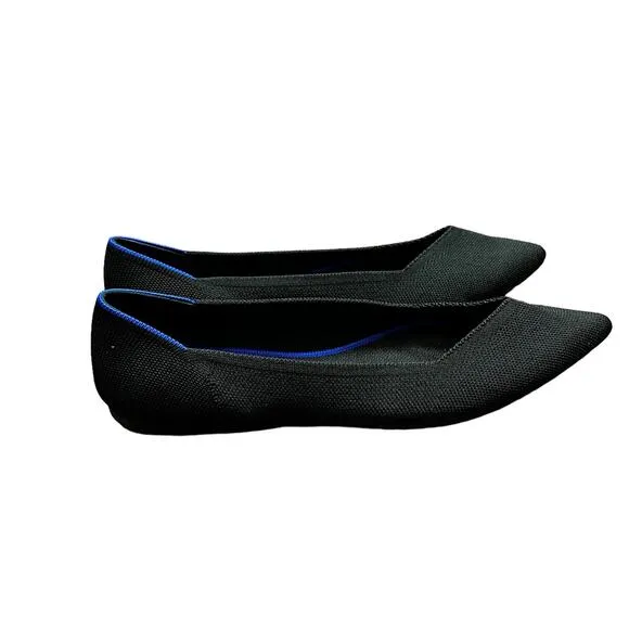 Rothy’s The Point Black Solid Flat Slip On Shoes Size 7.5