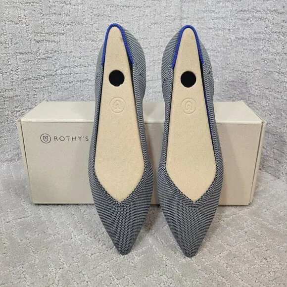 Rothys The Point Cloud Grey Pointed Toe Slip on Flat Shoes Multiple Sizes