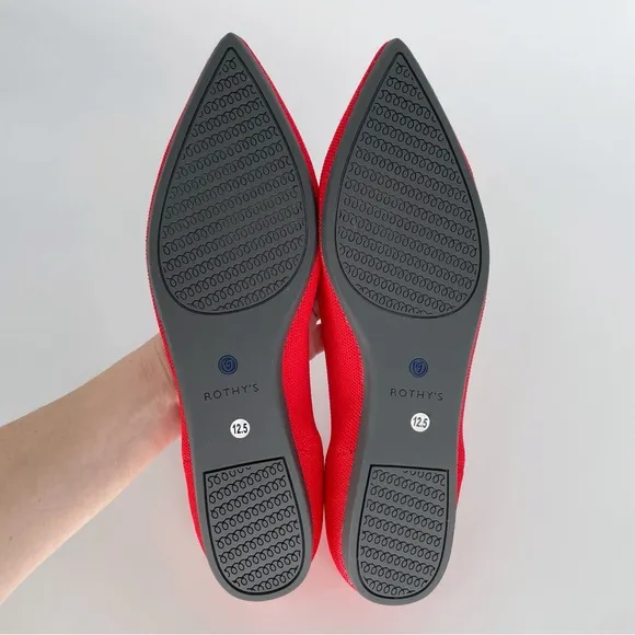 Rothy’s The Point Flame Red Ballet Flat Slip On Shoes Women Chili Bright