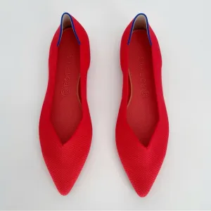 Rothy’s The Point Flame Red Ballet Flat Slip On Shoes Women Chili Bright