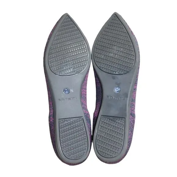 Rothy’s The Point Flat Heather Magenta Shoes Size 7 *NO INSOLES*