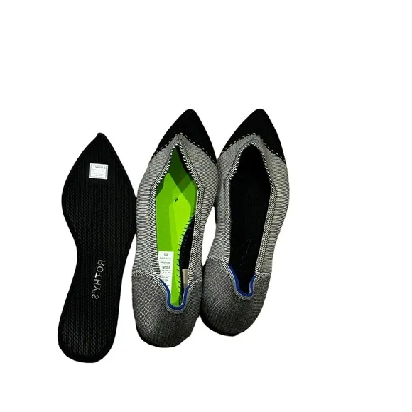 Rothy's The Point II Slip On Flat Pebble Herringbone Shoes 10.5 NWOT