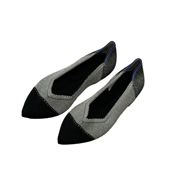 Rothy's The Point II Slip On Flat Pebble Herringbone Shoes 10.5 NWOT