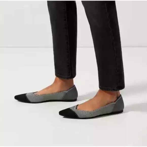 Rothy's The Point II Slip On Flat Pebble Herringbone Shoes 12 NWOT