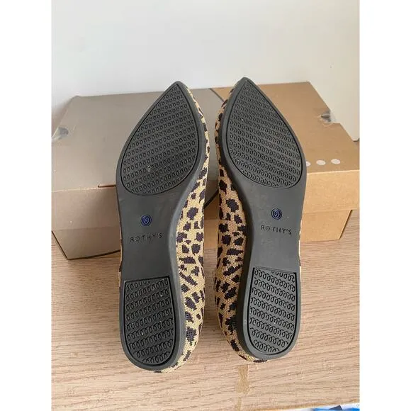Rothys The Point Leopard Print  Flats Women Slip On Shoes- SZ 8.5