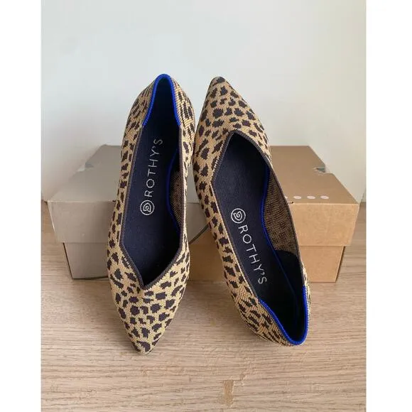 Rothys The Point Leopard Print  Flats Women Slip On Shoes- SZ 8.5
