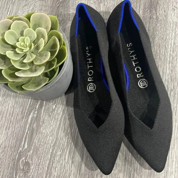 Rothy’s the point size 8 woman’s black flat  shoes