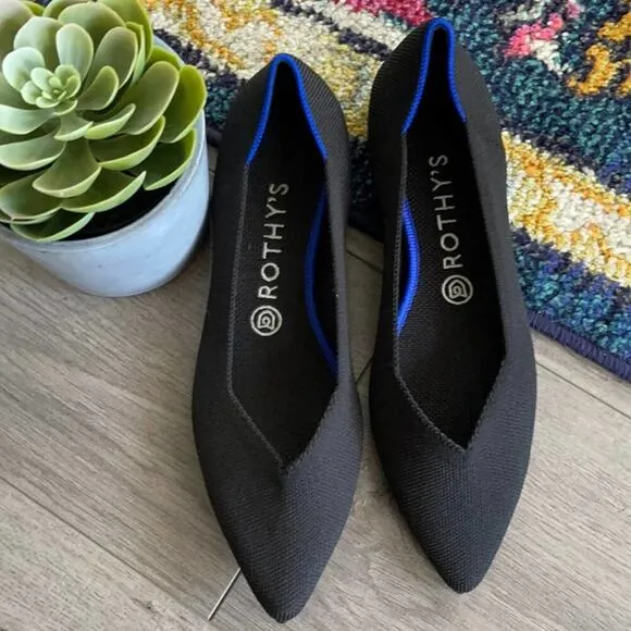 Rothy’s the point size 8 woman’s black flat  shoes