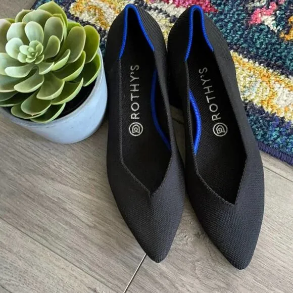 Rothy’s the point size 8 woman’s black flat  shoes