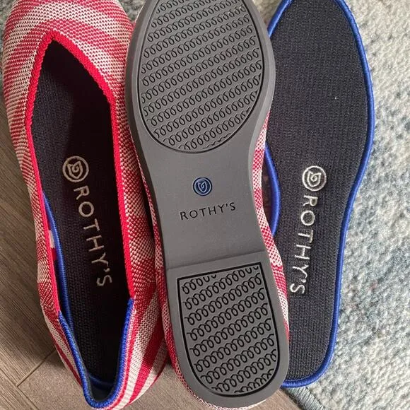 Rothys the round toe oposite stripe size 7  flat woman shoes