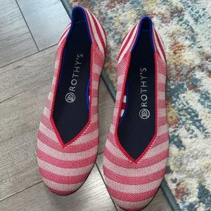 Rothys the round toe oposite stripe size 7  flat woman shoes