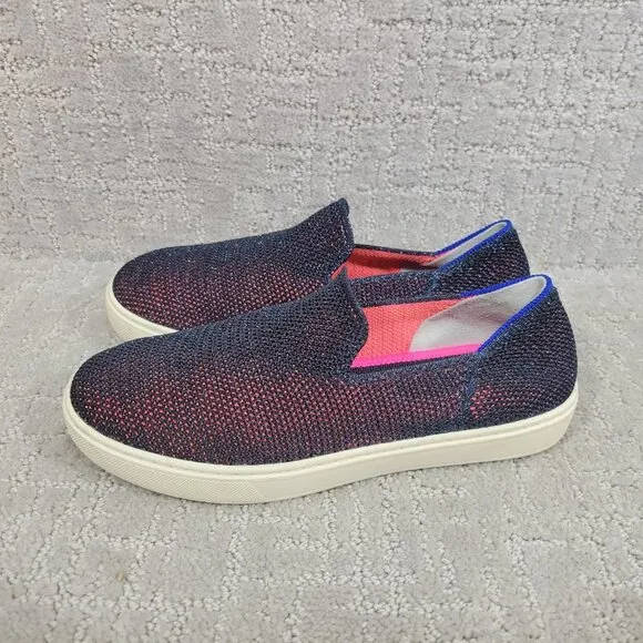 Rothy’s The Sneaker Kids Size US 4 Metallic Lattice Stitch Slip On Flat Shoes