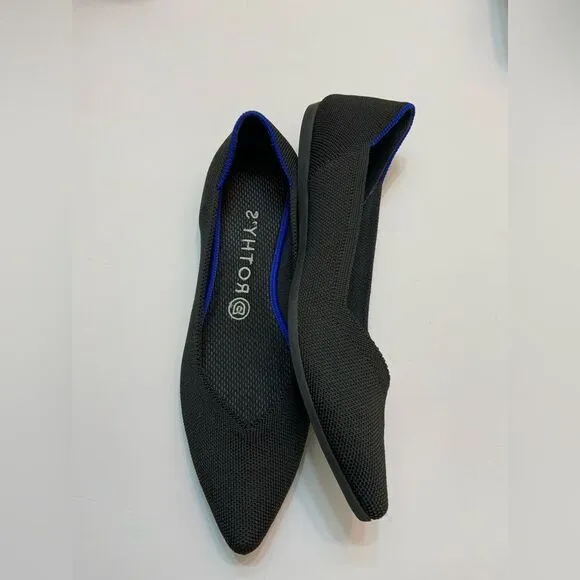 Rothy's Women's The Point Pointed Toe Flat Slip On Shoes - Black Solid 9