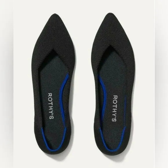 Rothy's Women's The Point Pointed Toe Flat Slip On Shoes - Black Solid 9