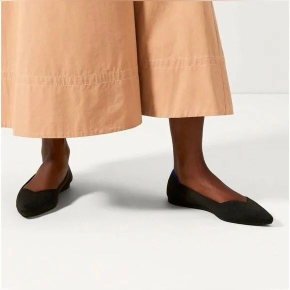 Rothy's Women's The Point Pointed Toe Flat Slip On Shoes - Black Solid 9