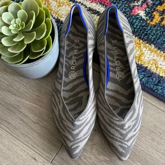 Rothy’s zebra gray size 6.5 flat pointed woman’s shoes