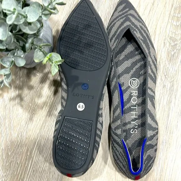 Rothy’s zebra gray size 6.5 flat pointed woman’s shoes