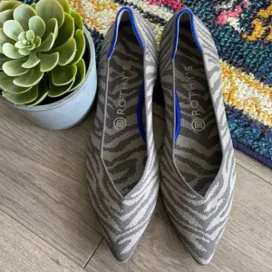 Rothy’s zebra gray size 6.5 flat pointed woman’s shoes