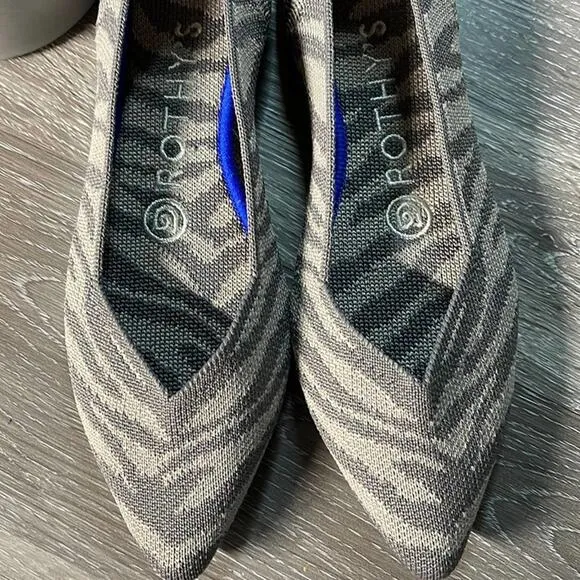 Rothy’s zebra gray size 6.5 flat pointed woman’s shoes