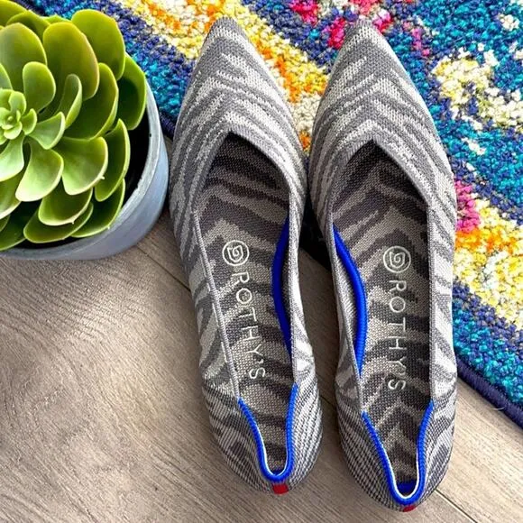 Rothy’s zebra gray size 6.5 flat pointed woman’s shoes