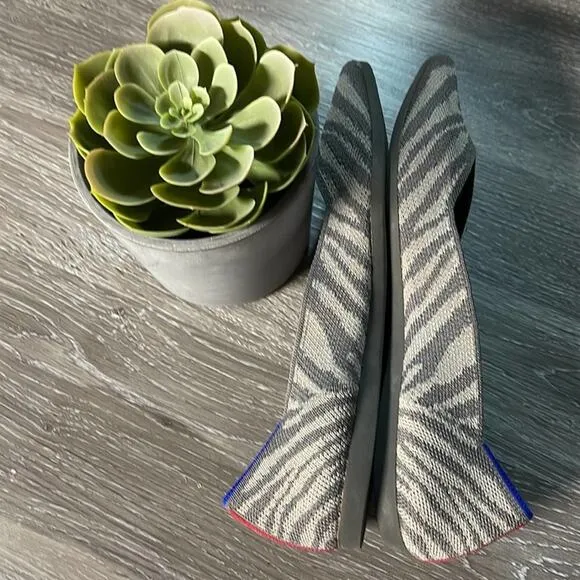 Rothy’s zebra gray size 6.5 flat pointed woman’s shoes