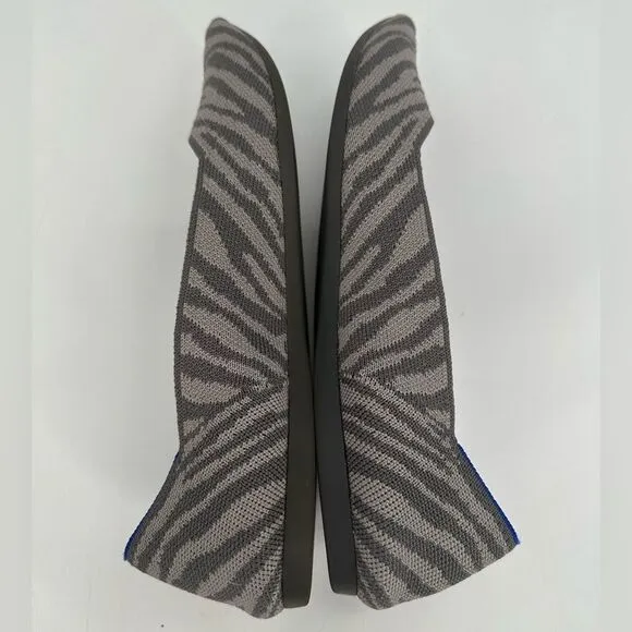 Rothy's Flat Shoes Womens Size 9.5 Gray Blue Zebra Print Pointed Toe Slip On