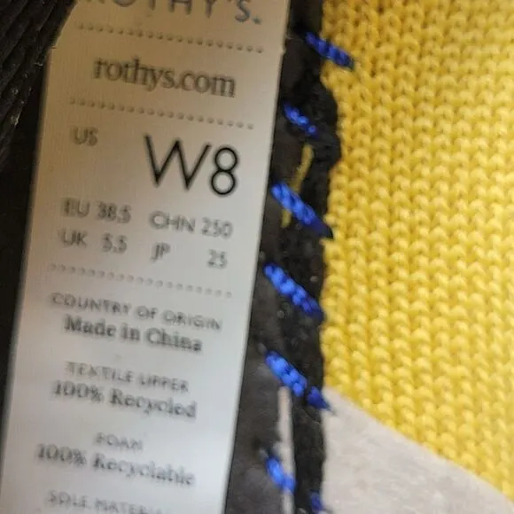 Rothy's The Point Womens Ballet Flat Shoes Sz 8 Pointed Toe Knit Mustard Yellow