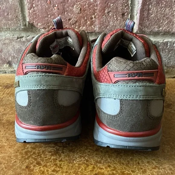 RYN TRAIL COMFORT WALKER GRAY AND RED SUEDE LEATHER HIKING WALKING SHOES