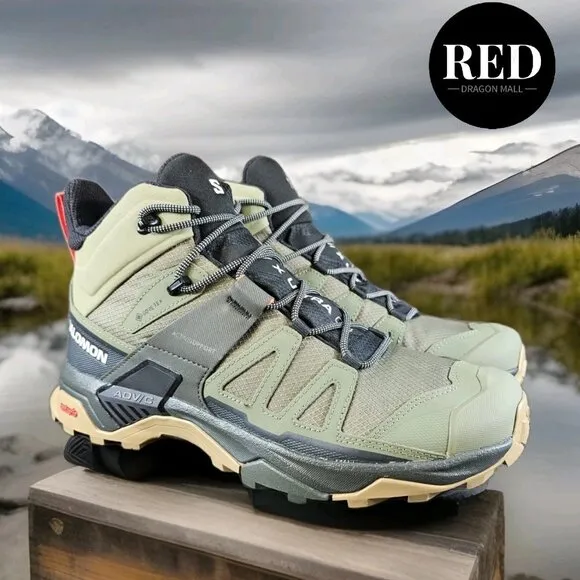 Salomon X Ultra 4 Mid Gore-Tex Hiking Boots Olive Green - Men's Size 12