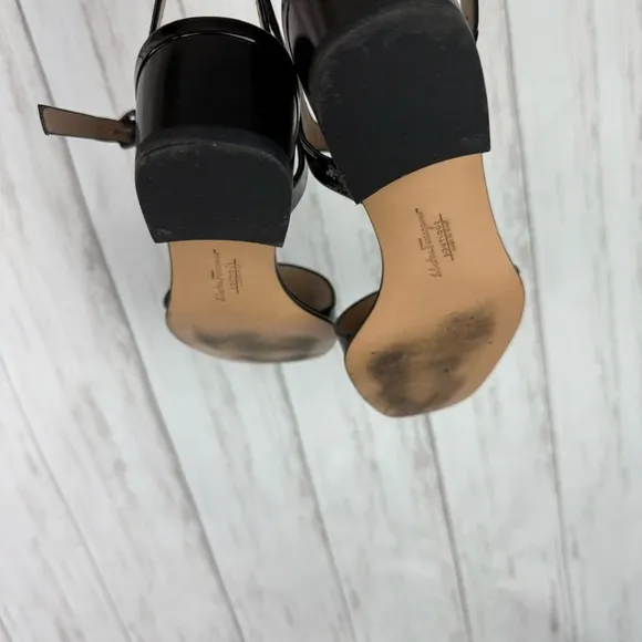 Salvatore Ferragamo Black Chain Sandals 8.5