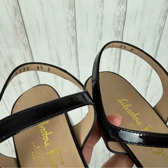 Salvatore Ferragamo Black Chain Sandals 8.5