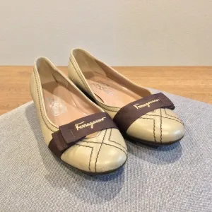 Salvatore Ferragamo Buyme Metallic Taupe Flat Women’s Shoes 6