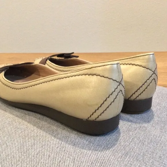 Salvatore Ferragamo Buyme Metallic Taupe Flat Women’s Shoes 6