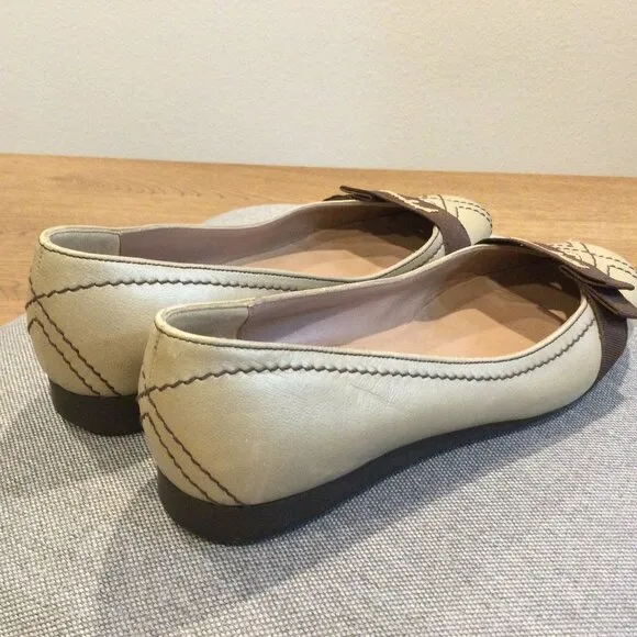 Salvatore Ferragamo Buyme Metallic Taupe Flat Women’s Shoes 6