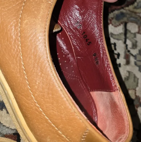 Salvatore Ferragamo cognac leather sneakers. US 9.5