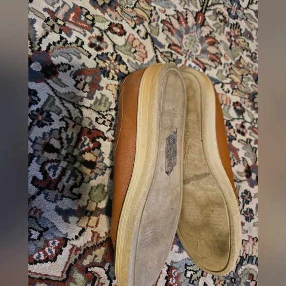Salvatore Ferragamo cognac leather sneakers. US 9.5