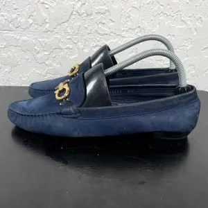 Salvatore Ferragamo Loafer Women 9.5 C‎ Blue Berra Suede Slip On Shoes