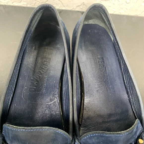 Salvatore Ferragamo Loafer Women 9.5 C‎ Blue Berra Suede Slip On Shoes