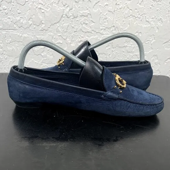 Salvatore Ferragamo Loafer Women 9.5 C‎ Blue Berra Suede Slip On Shoes