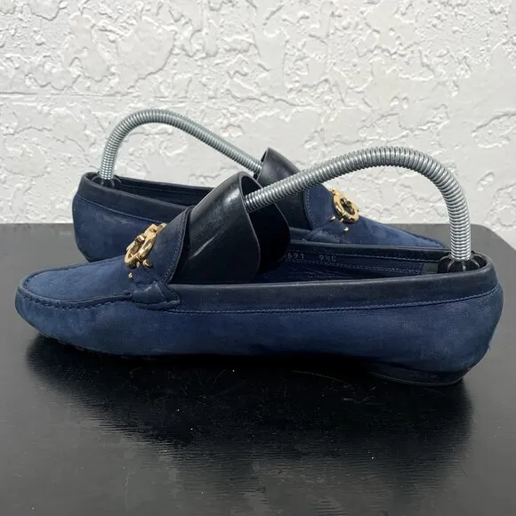 Salvatore Ferragamo Loafer Women 9.5 C‎ Blue Berra Suede Slip On Shoes