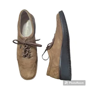 Salvatore Ferragamo Sport Tan Suede Lace Up Shoes size 10