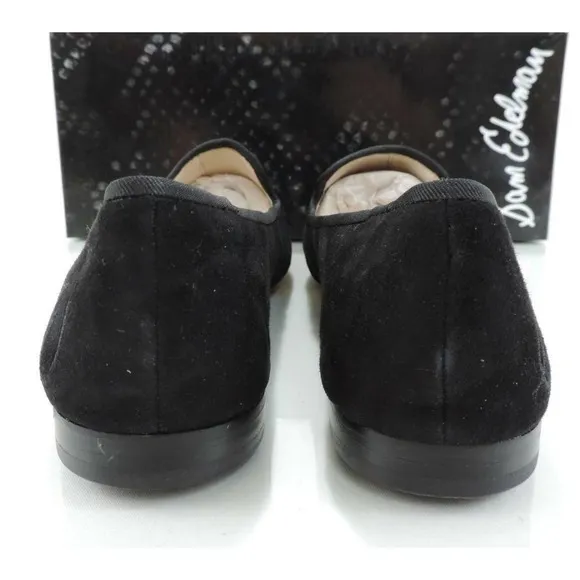 Sam Edelman Aster Slip On Loafers Metal Cap Toe Flat Shoes Black suede
