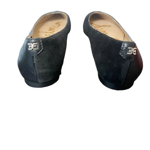 Sam Edelman Black Sally 2 Leather/Suede Ballet Pointed Toe Flat Shoes Sz 6