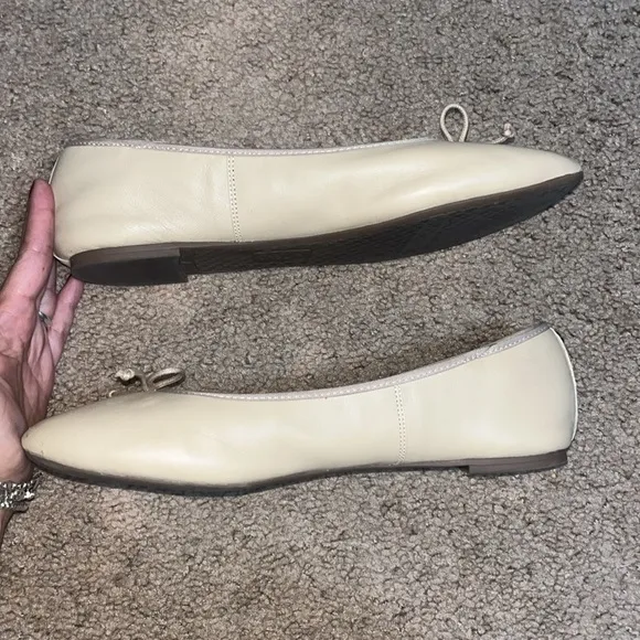SAM EDELMAN Circus Charlotte Ballet Flat Bow Sheep Nappa Leather Nude Beige 11