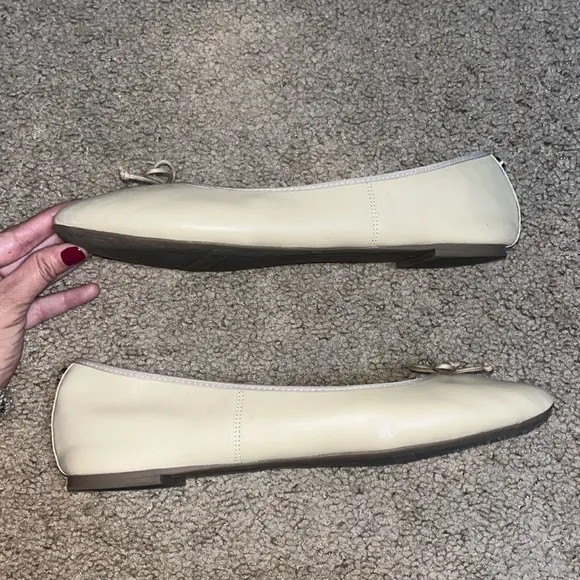 SAM EDELMAN Circus Charlotte Ballet Flat Bow Sheep Nappa Leather Nude Beige 11