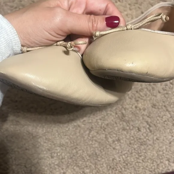 SAM EDELMAN Circus Charlotte Ballet Flat Bow Sheep Nappa Leather Nude Beige 11
