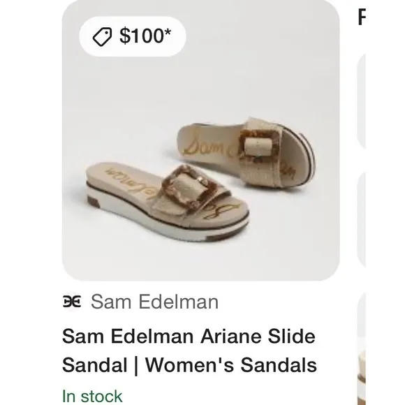 Sam Edelman Woven Buckle Slides Platform Sandals Beige Espadrille 6.5W