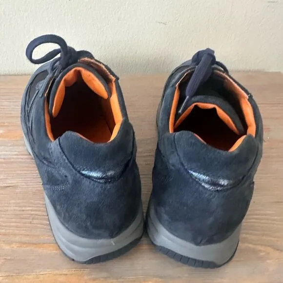 Santoni Boys Shoes Suede Low Top Lace Up Sneakers Navy Blue Size 6.5 Activewear