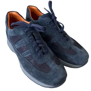 Santoni Boys Shoes Suede Low Top Lace Up Sneakers Navy Blue Size 6.5 Activewear